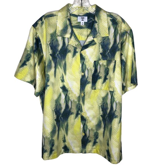 Mode of One Stylish Yellow and Green Men's Shirt, short sleeve, size M, NWT - Picture 2 of 8